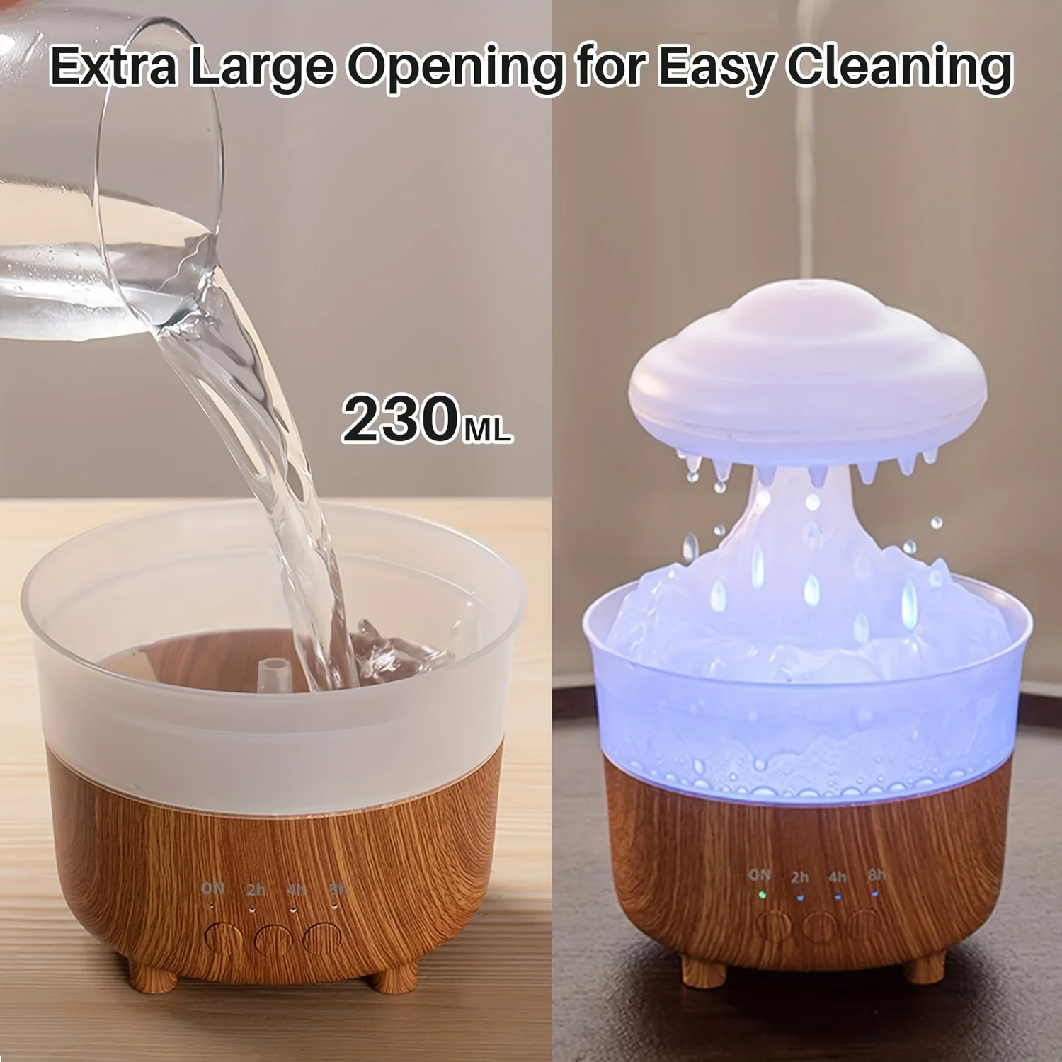 Colorful Cloud Rain Aromatherapy Humidifier With Remote Control - Stress Relief, Sleep Aid, Auto Shut-Off For Low Water, Timer S