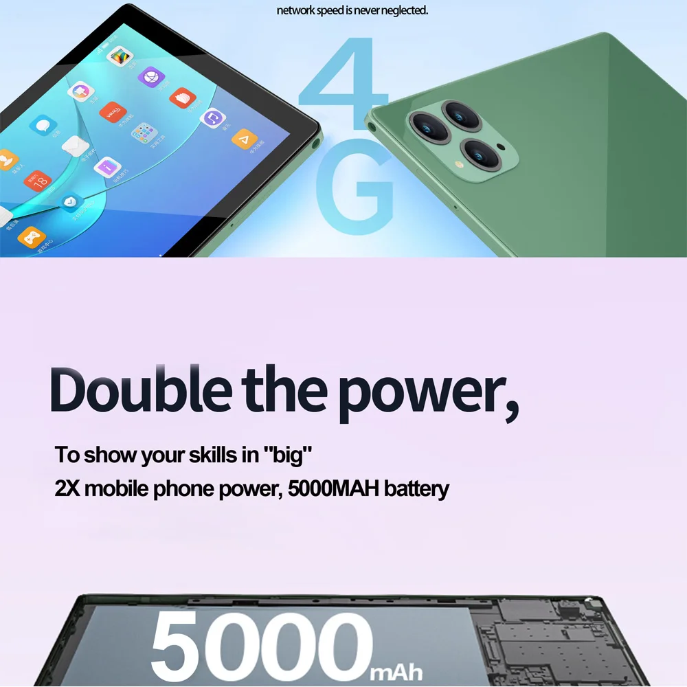 New 10.1 Inch Tablets Android 13 Octa Core 8GB RAM 256GB ROM Dual SIM Phone Call 4G LTE 5G WiFi Bluetooth Google Tablet PC