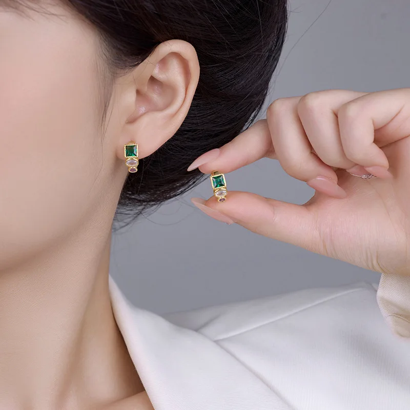 أقراط للسيدات بإبرة فضية S925 وطلاء كهربائي عيار 18 قيراط، مجوهرات فاخرة بسيطة وخفيفة