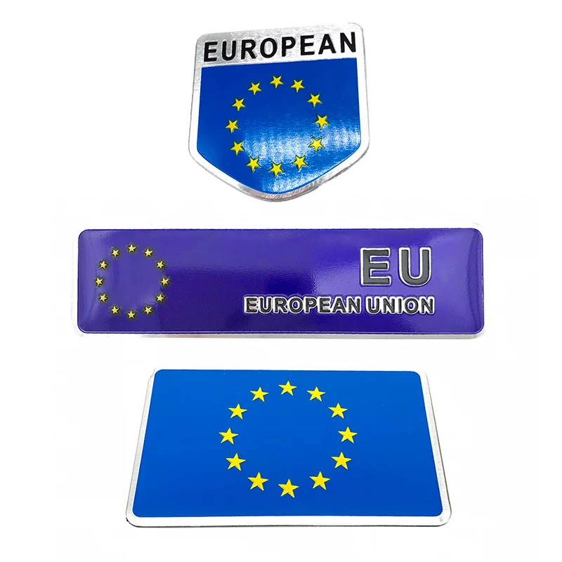 Car Bicycle Motorcycle 3D European Union EU Flag National Emblem Badge Sticker Decal Accessories For Peugeot Citroen Renault VW