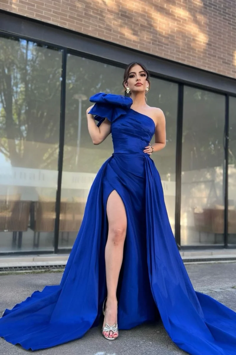 Jessica Blue-Robe de mariée plissée, Bords bouclés à la main, Robes de Rh, Sexy, Une initiée, Fente, Éducatif, Personnalisé, 2025