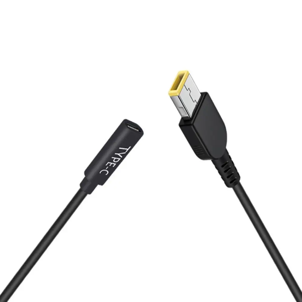 Durable 65W USB-C PD Charger Type-C Female to Square Slim Tip Charging Cable Power Cord For Lenovo Yoga 2 Pro 13 Thinkpad