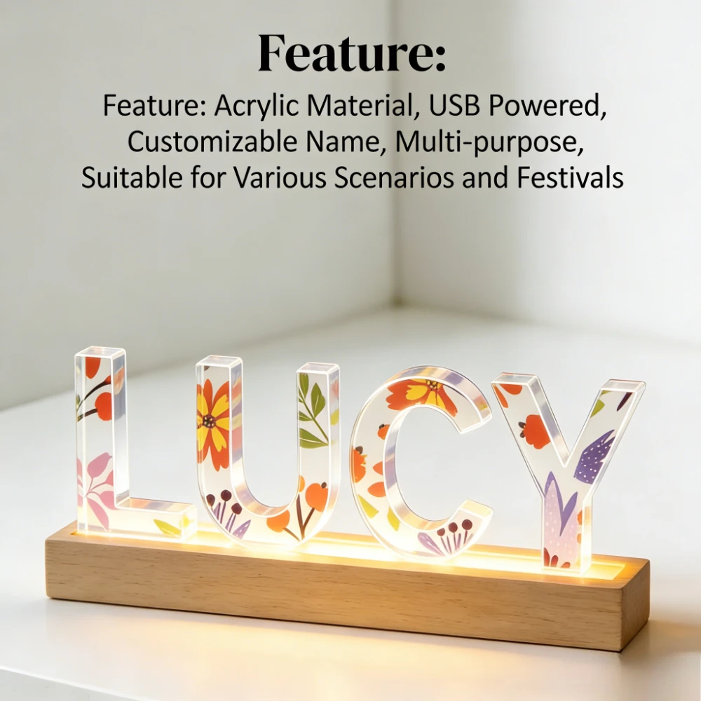 1pc Custom Name Acrylic LED Name Light for Wedding, Gift for Mom,Birthday,Wedding, Anniversary Decor, USB Powered Night Light w - view 3