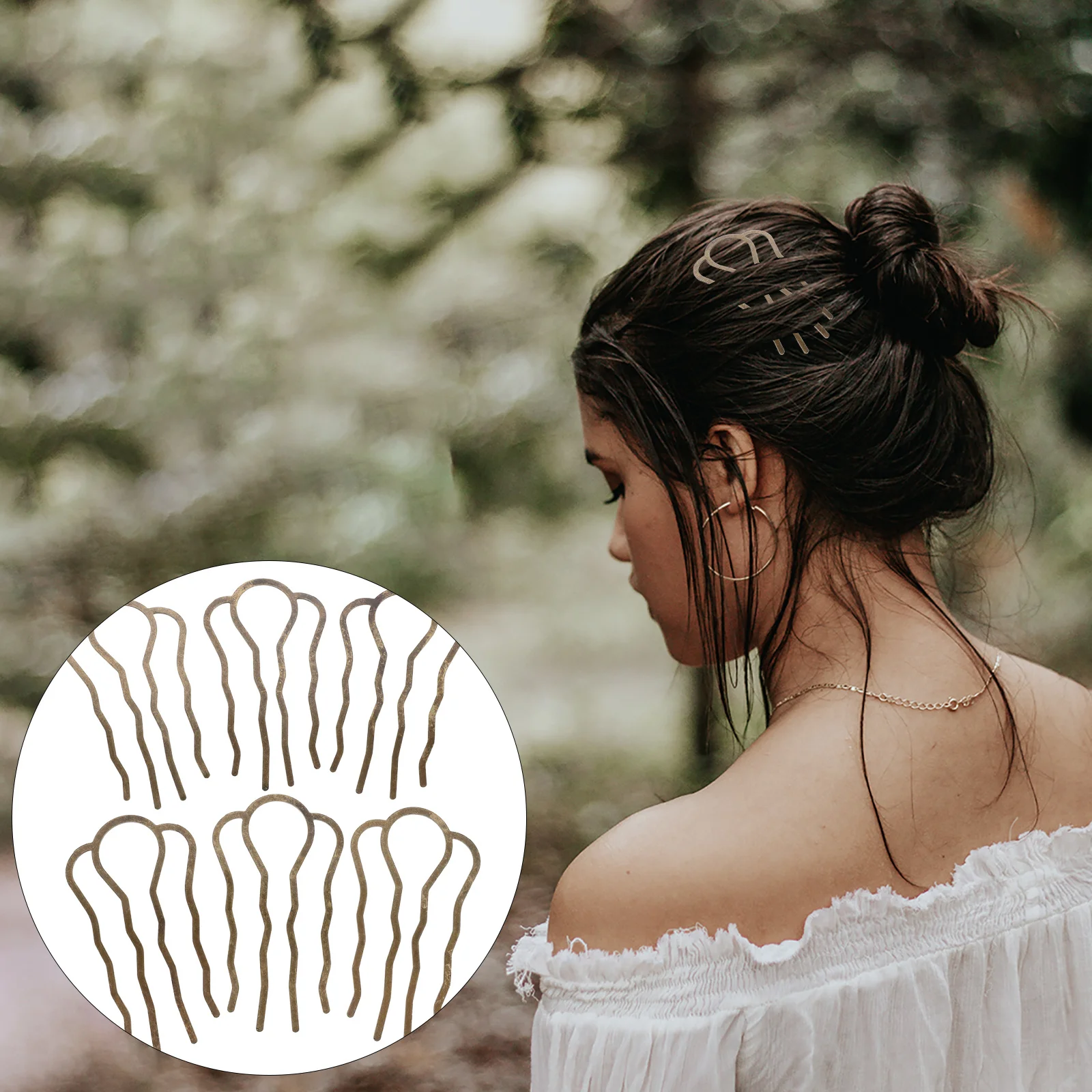 

6Pcs Metal U Shaped Hairpin Side Combs Vintage Bronze Durable Secure Hold Hair Styling Accessories U Shaped Hairpins