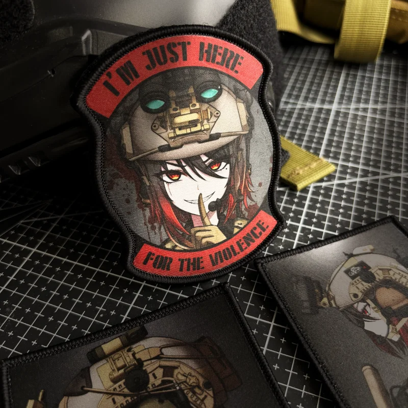 Tactical Girl Morale Badge I’m Just Here for The Violence Tactical Patch Printing Patches Hook & Loop Military Backpack Sticker