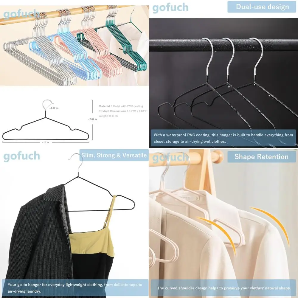 

100-Pack Non-Slip PVC-Coated Ultra-Thin Metal Hangers, 16 Wide for Suits, Dresses, Jackets - Black