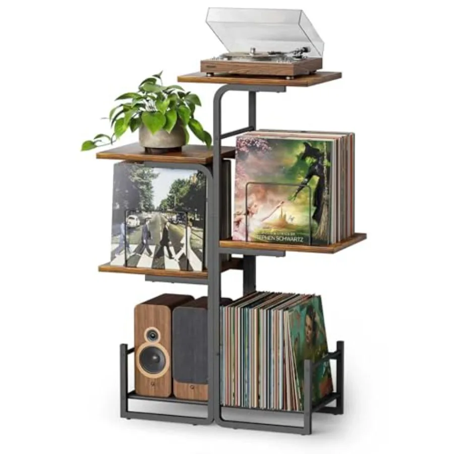 

Planter-Inspired Record Player Stand with Large Vinyl Storage, Vintage Turntable Table Cabinet with LP Holder Shelf, Record Dis