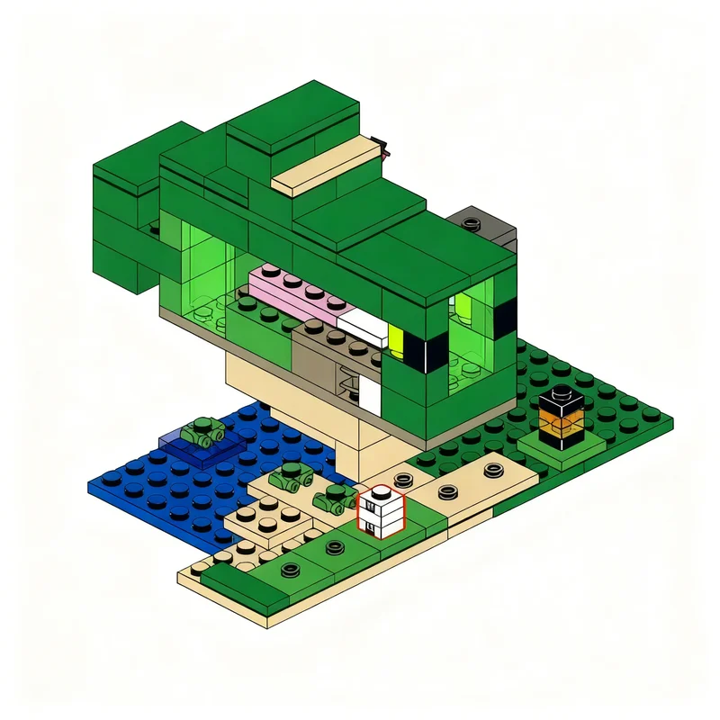114 قطعة من مكعبات البناء على شكل منزل أسماك، نموذج عالمي إبداعي، هدايا عيد الميلاد، لعبة تعليمية للأطفال