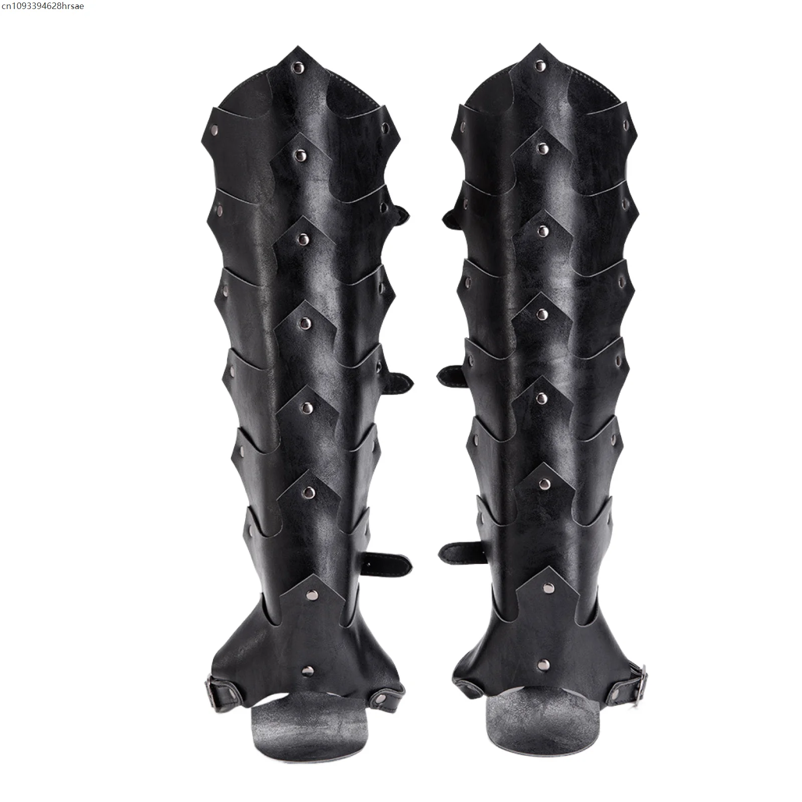 Halloween Medieval Faux Leather Leg Gaiters Vintage Middle Ages Knight Leg Armor Mercenary Leg Guards for LARP Cosplay Props