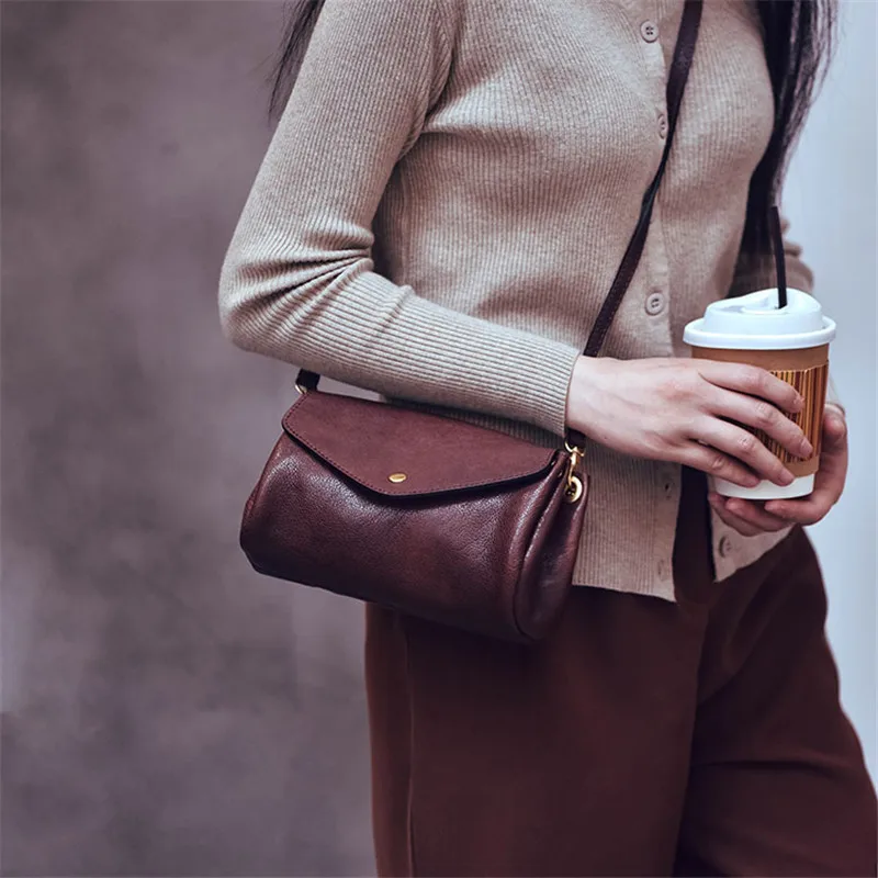 

Casual simple high-quality genuine leather women's small crossbody bag weekend outdoor soft natural real cowhide shoulder bag