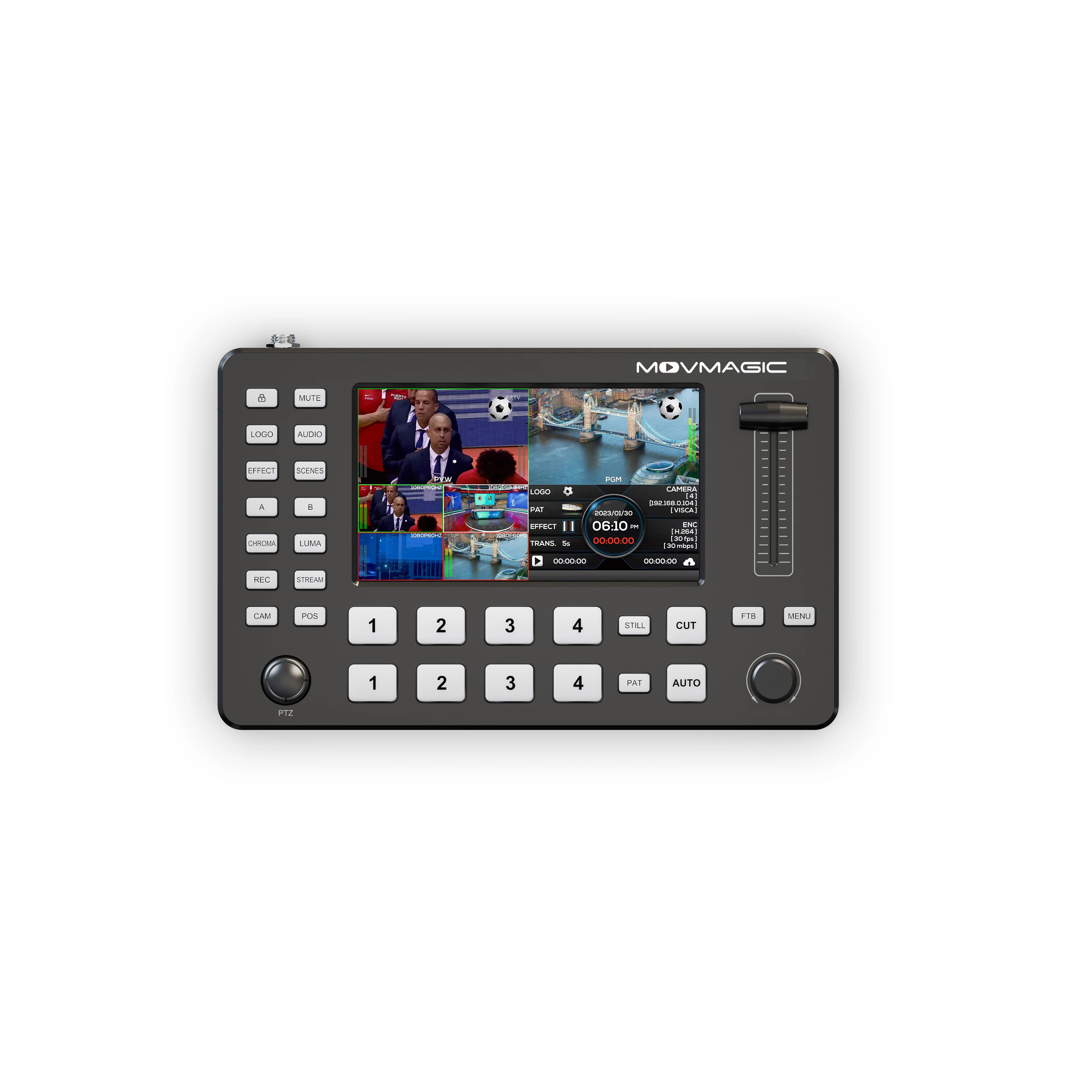 Professional HD Video Mixer Broadcast Switcher Multi  ca me ra Support PTZ Control for 4-Port Chrome Key for Church TV