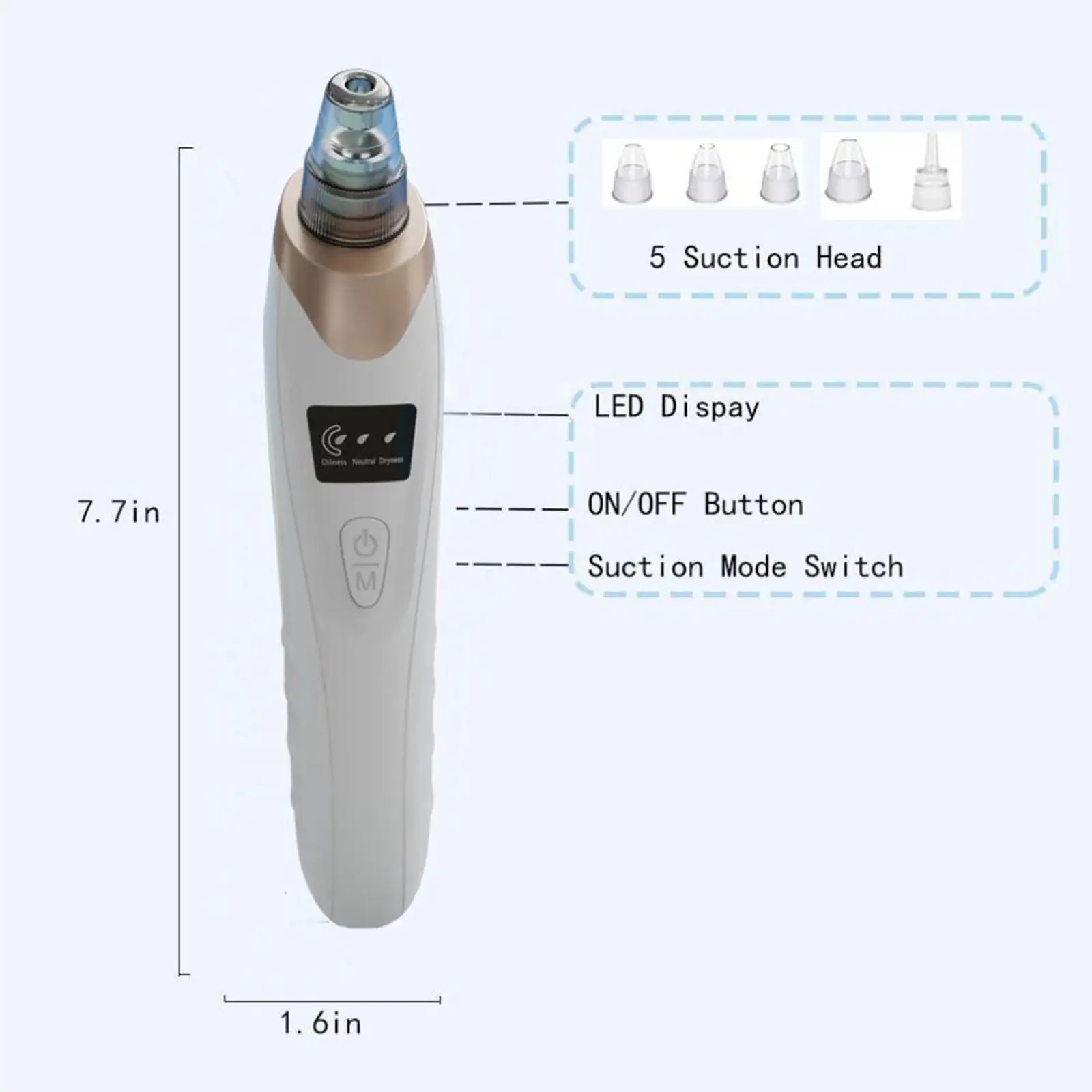 Cleaner Remover, 3 Suction Levels, LCD Display Removal Strong Suction Skin Cleaner Machine