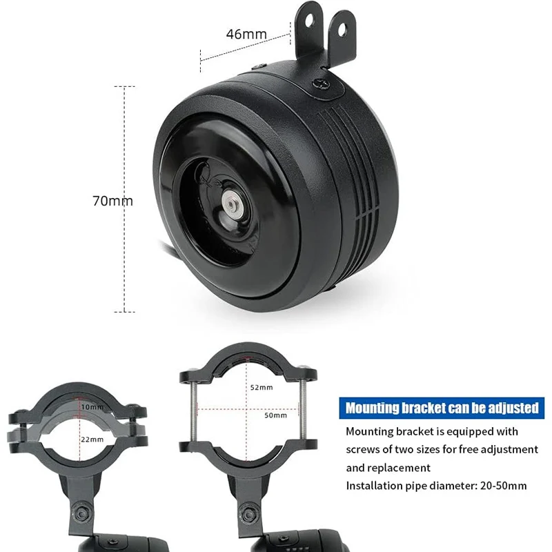 USB Rechargeable Bike Bell Alarm Horn Waterproof Anti-Theft Vibration Siren with Remote for Bikes