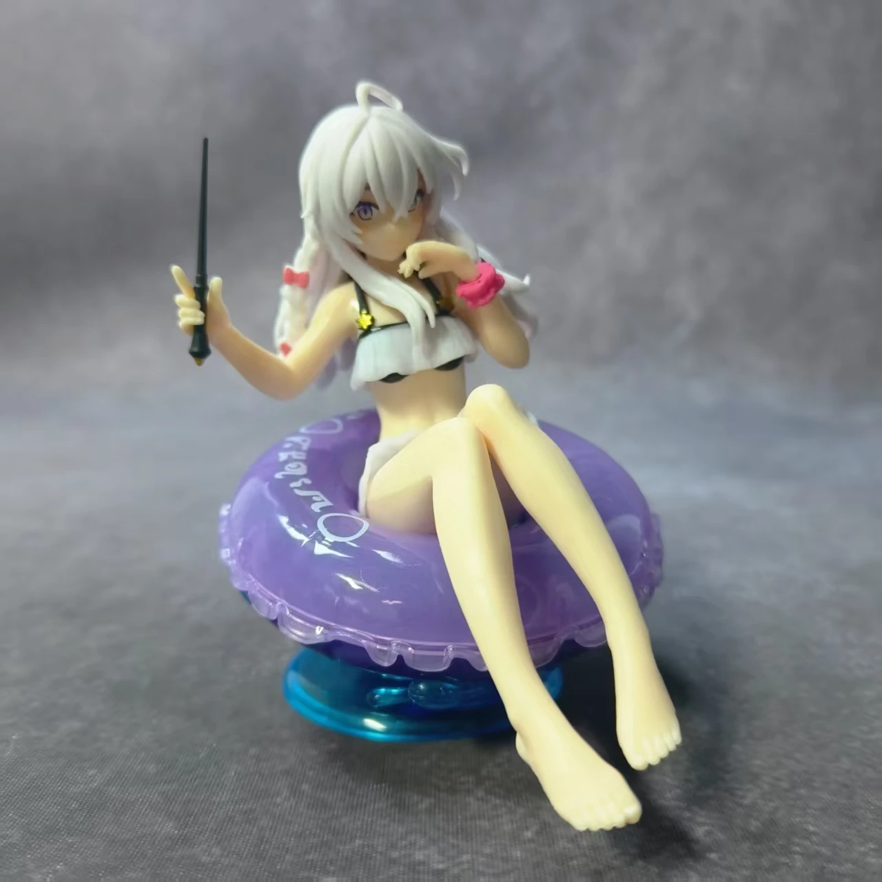 11cm Anime Cute Elaina Figure Wandering Witch The Journey PVC Sitting Position Swimsuit Model Swimming Ring Toys Gifts