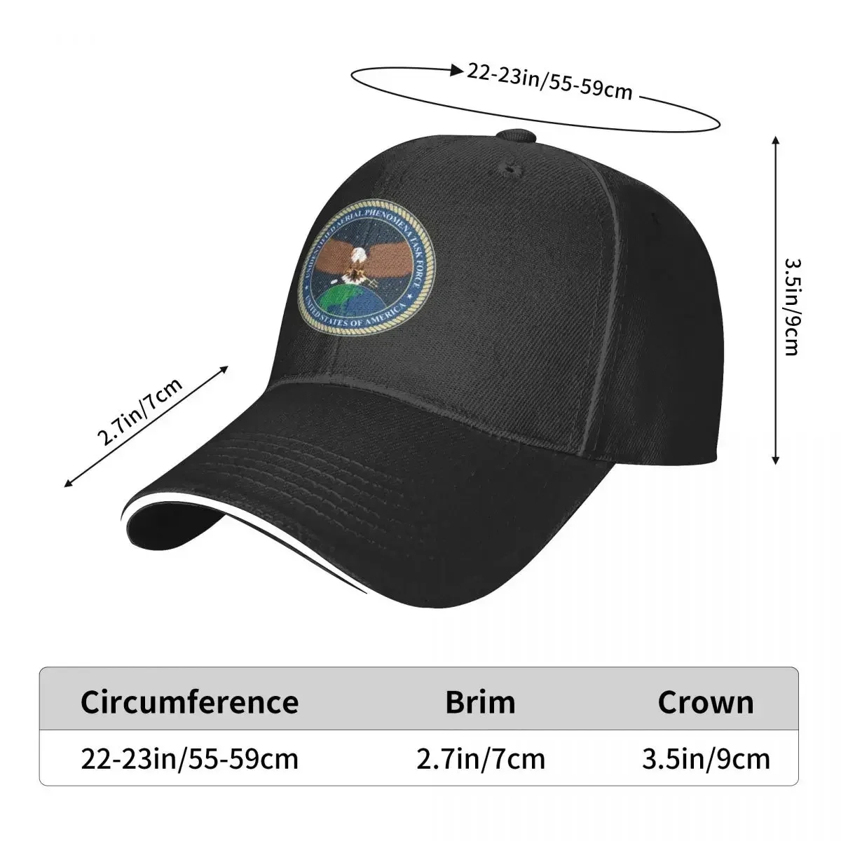 Unidentified Aerial Phenomena Task Force (UAPTF) Insignia Baseball Cap Hip Hop foam party Hat Men Women's