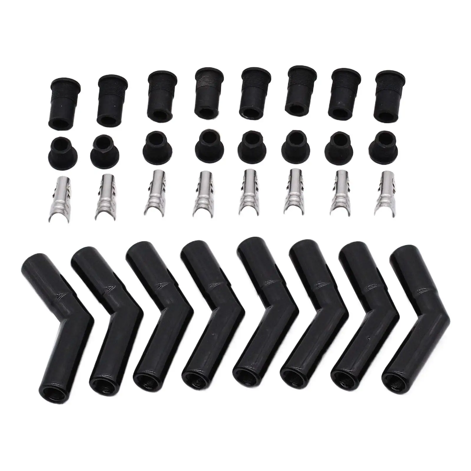 8Pcs Ceramic Spark Plug Boot Kit 45 Degree Straight Replacement for 8mm Wire