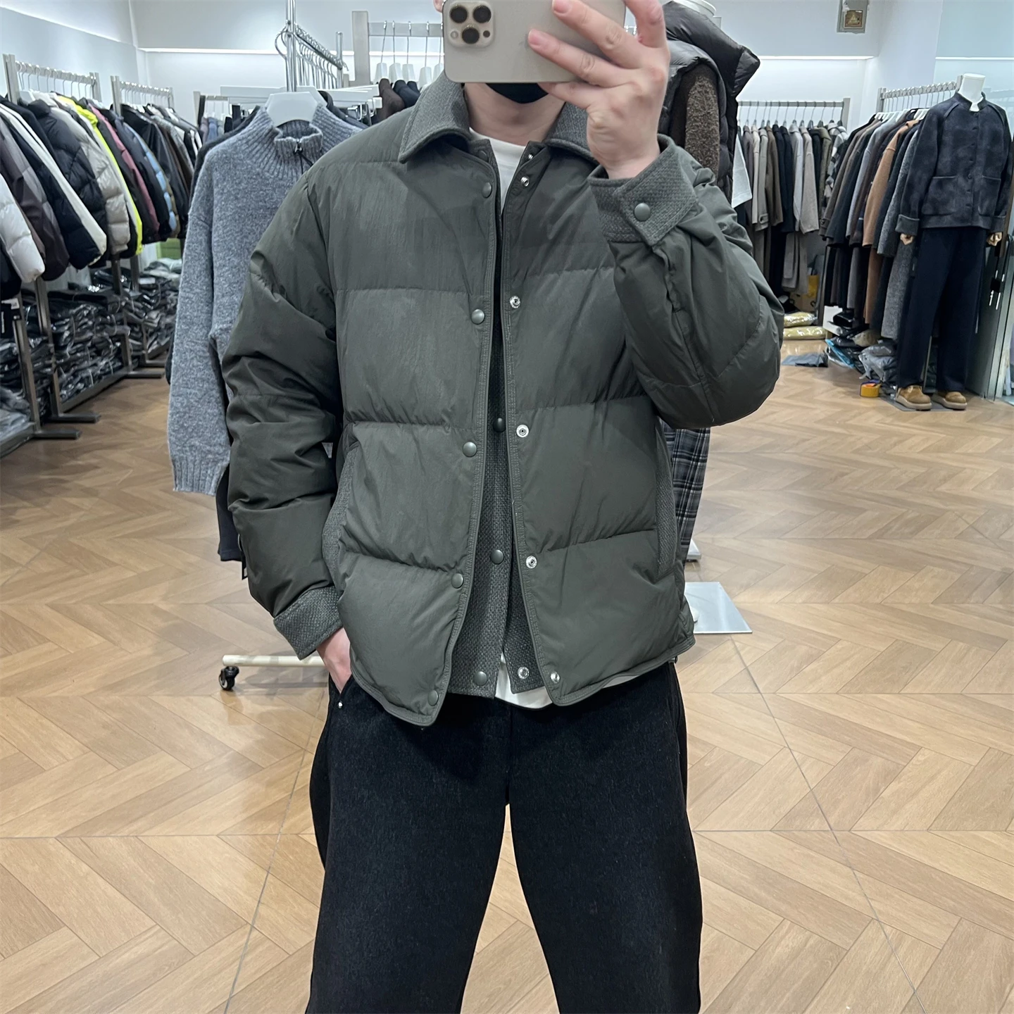 

Men's Quilted Jaet Vintage Sle Lapel Durable Nylon Warmth Long Sve Commute Workwear Loose Fit Two-Piece Look