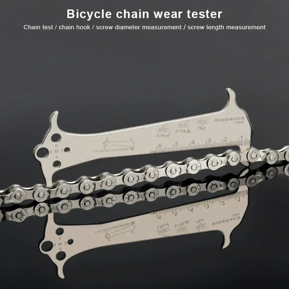 Bike Repair Tool Chain Checke Ruler Cycling Replacement Indicator Silver Stainless Steel High Quality For Bicycle