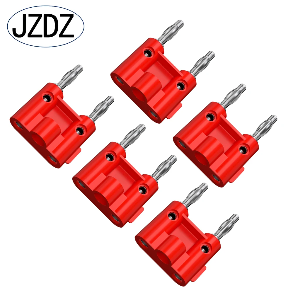 JZDZ 5pcs Double Row 4mm Banana Plug Connector Speaker Amplifier Plug Jack Twin Banana Terminal Couple  Adapter J.10045