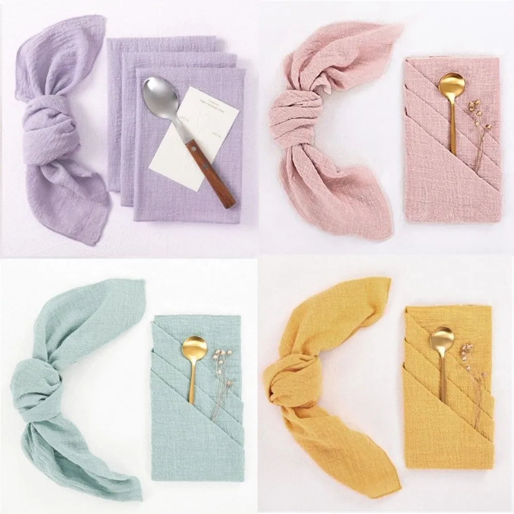2PCS Modern 42*42 cm Lock Edge Napkins Minimalist Handmade Gauze Napkins Reusable Soft Cotton Cloth Napkins Formal Dining