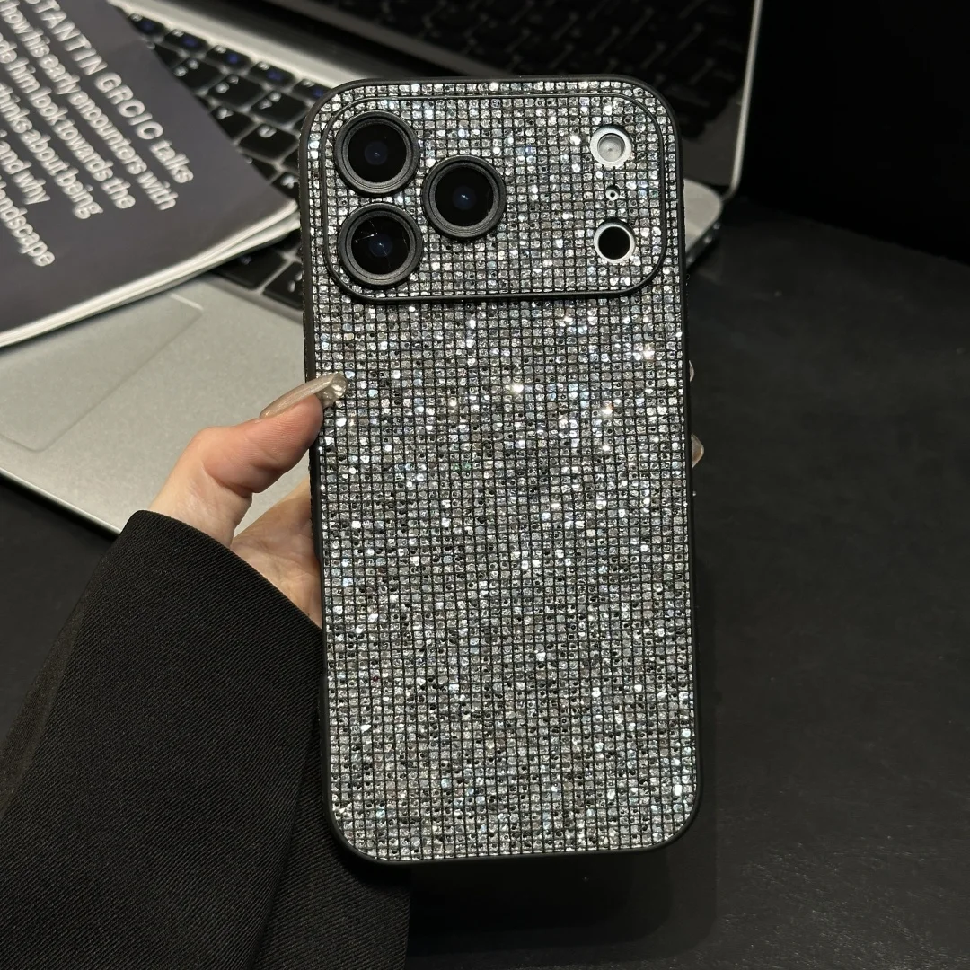 

Luxury Bling Glitter Shockproof Phone Case For iPhone 17 16 15 14 13 Pro Max Imitation Rhinestone Diamond Protection Cover