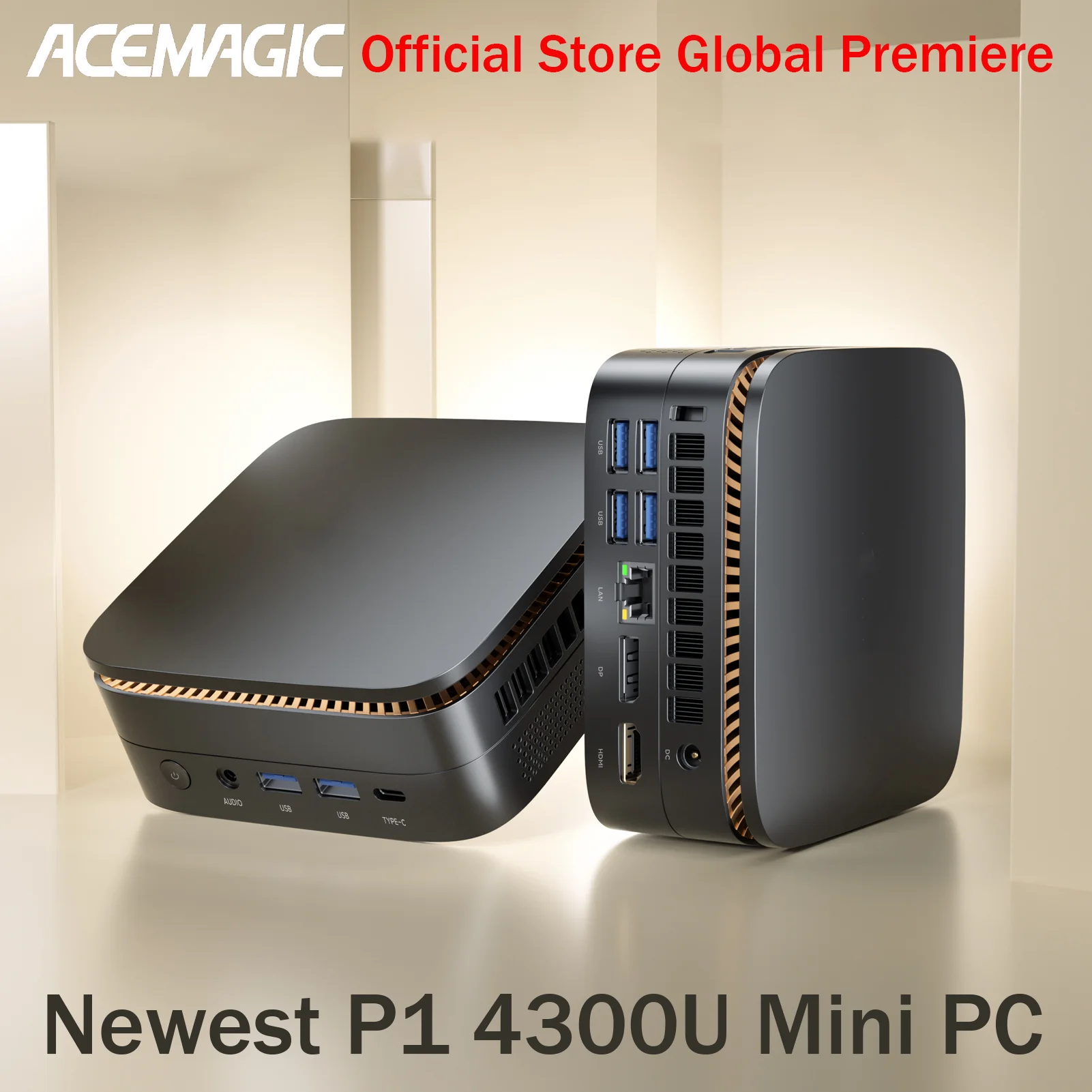 Premiere! ACEMAGIC P1 Mini PC 16GB DDR4 512GB SSD Gaming Micro Desktop Computer  AMD R3 4300U 4K Dual Display Small Form Factor