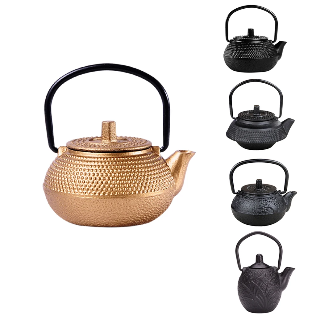 Cast Iron Tea Kettle Teapot Black Iron Teapot Japanese Style Metal Teapot with Strainer for Home Brewing
