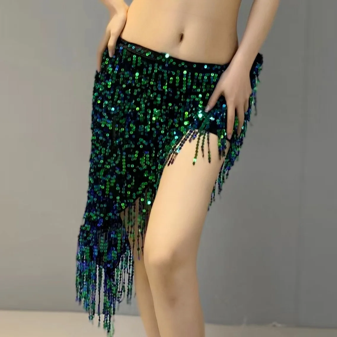 New 2023 Belly Dance Hip Scarf Belt Sequin Tassel Fringe Wrap Triangle Skirt Halloween Oriental Dance Clothes Accessories Hot