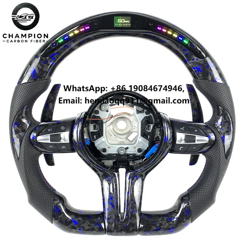 For BMW F20 F21 F22 F30 F31 F32 F33 F34 F36 M2 M3 M4 M Sport 2021 2022 2023 LED Forged Carbon Fiber Steering Wheel Shift Paddles