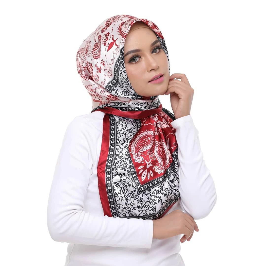 Silk Scarf Scarftop Headwraps For Women Vintage Four Seasons Hair Scarve 90*90cm Hijab Foulard Iuxe Bandana Femme Headscarf