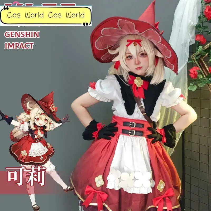 

Klee Cosplay Blossoming Starlight New Skin Game Genshin Impact Cosplay Costume Women Dress Klee Little Witch Costume Plus Size