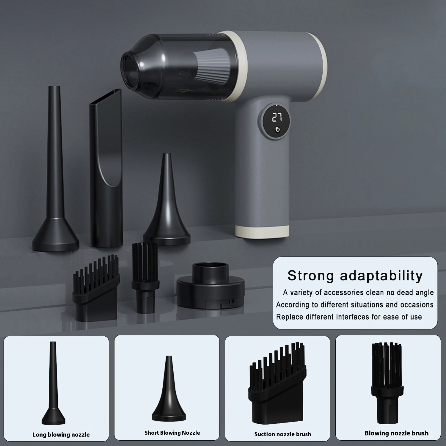 Беспроводной ручной пылесос 3-в-1, перезаряжаемый пылесос с циклонным всасыванием для удаления пыли на ПК, автомобиля, дома и офиса