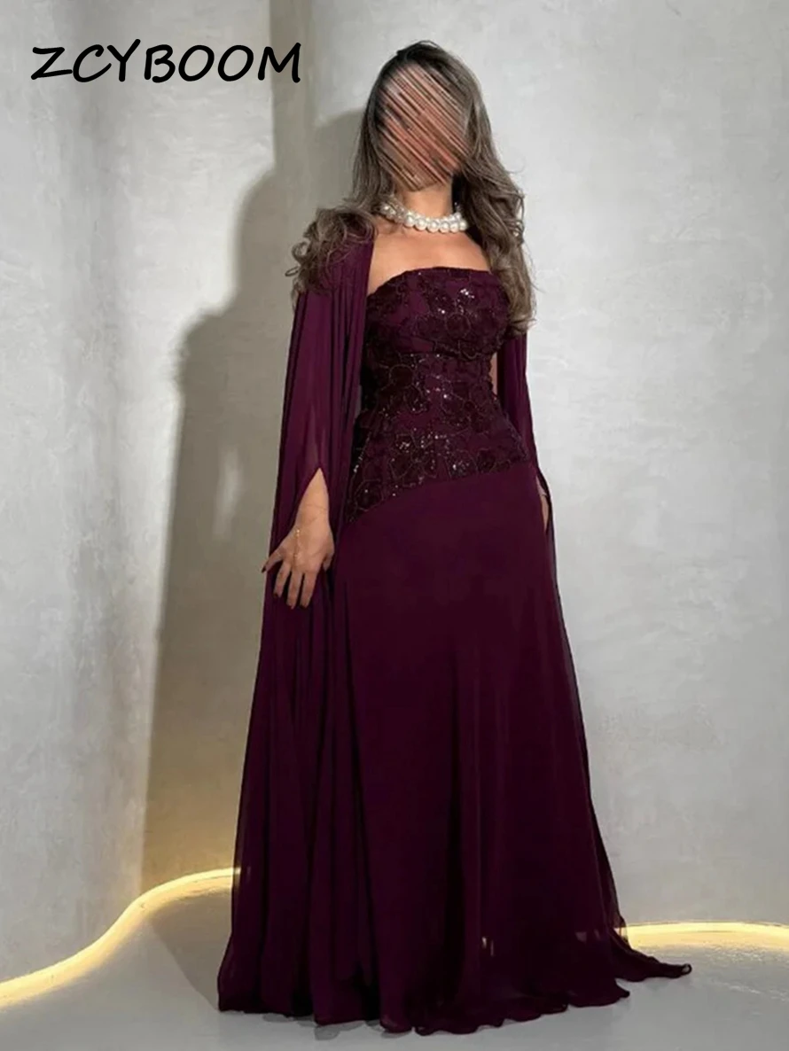 فستان سهرة كلاسيكي أنيق مخصص بدون حمالات 2 في 1 مطرز بسيط كابا 2025 طول الأرض فساتين حفلات #1