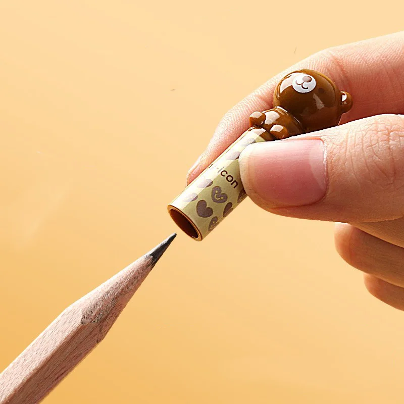 4 buah topi pensil kartun lucu penutup pena Extender perlengkapan alat tulis siswa sekolah pelindung pensil plastik