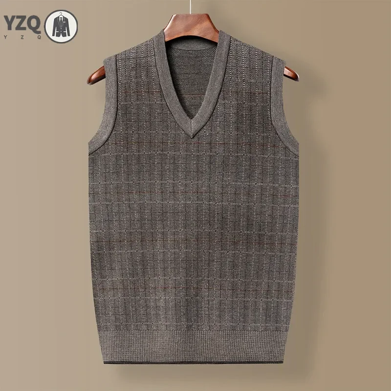 

Men's Thickened Casual Sweater Tank Top Autumn and Winter Warm Men's V-neck Tank Top