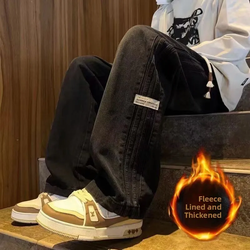 

Мужские джинсы в стиле ретро, прямые, свободного кроя, цвет «американский грязь», весенние, повседневные, в стиле High Street