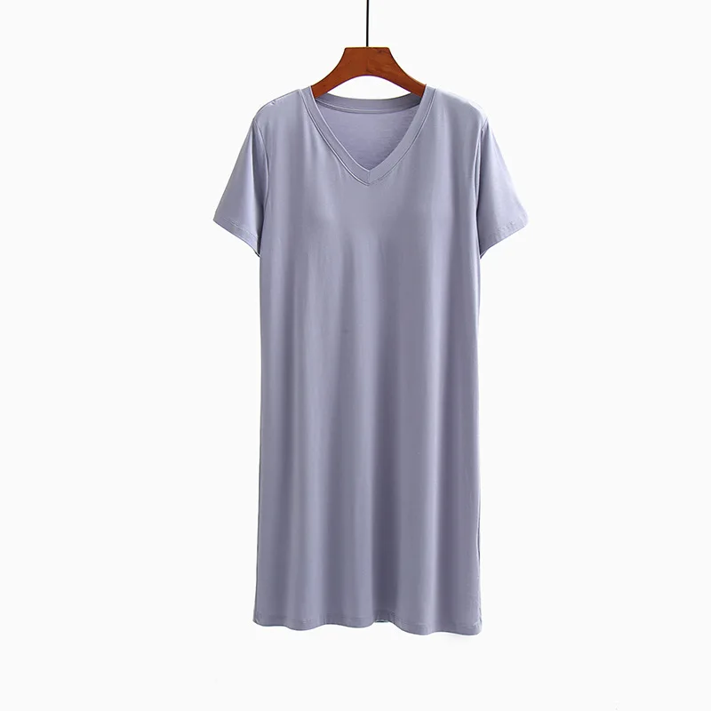 

Женская ночная сорочка с коротким рукавом и V-образным вырезом, с мягкими чашечками, из модала, больших размеров, для сна и отдыха