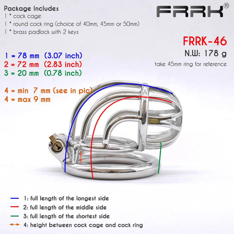 FRRK Curve Chastity Cage Device Water Tap Cell Mate Penis Rings Male Bird Lock Metal Cock Belt Bondage Sex Toys for BDSM Games