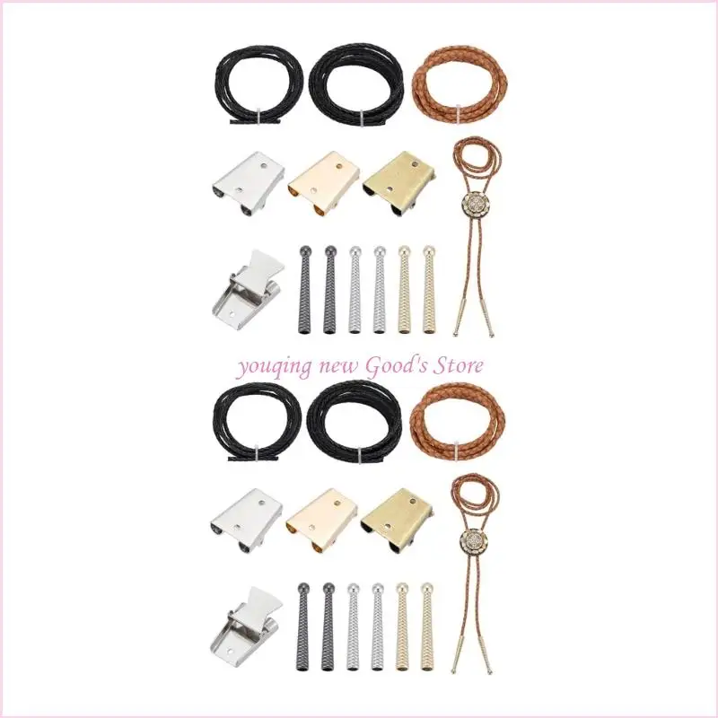 57QA Bolo Tie Hardware with Braided Cords for Repair and Use