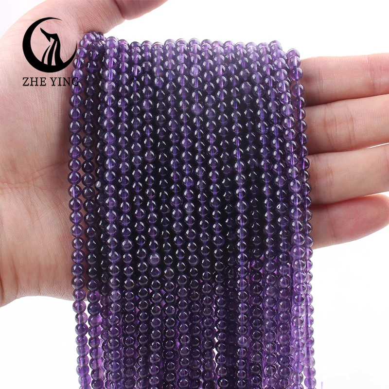 Cheap Natural Amethyst Gemstone Beads 4mm Loose Round Stone Beads for Jewelry Making Bracelet Necklace DIY Accessories