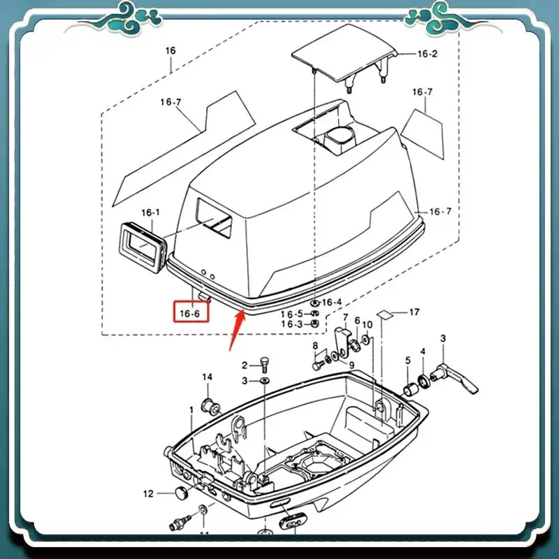 

Premium 3F3-67501 Rubber Seal Parts For Tohatsu 2T Outboard Motor Parts 6 8 9.8HP Top Cowling UV Anti-Aging Motor Cover Upper