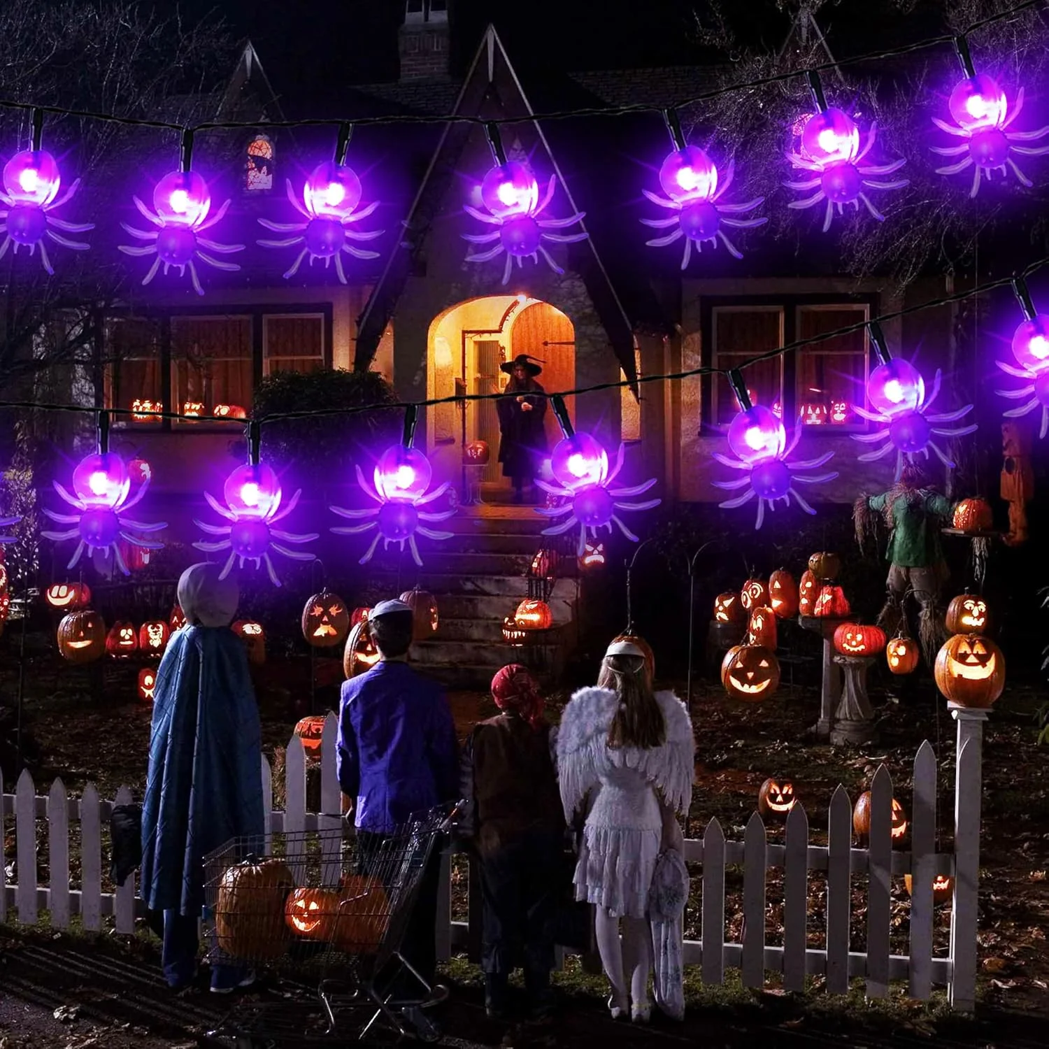 1 قطعة 20/30 LED هالوين العنكبوت في الهواء الطلق سلسلة ضوء مع 8 طرق الإضاءة مصباح تعمل بالطاقة الشمسية للمنزل حديقة ساحة هالوين ديكور