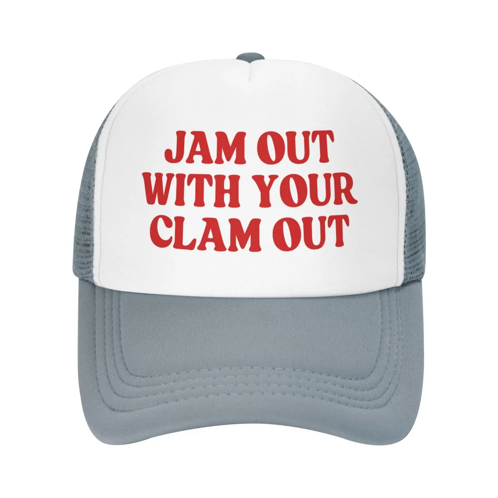 

Jam Out with Your Clam Out Mesh Hat Gag Gifts Drinking Joke Baseball Cap Men Women Dad Gift Trucker Hat Gray