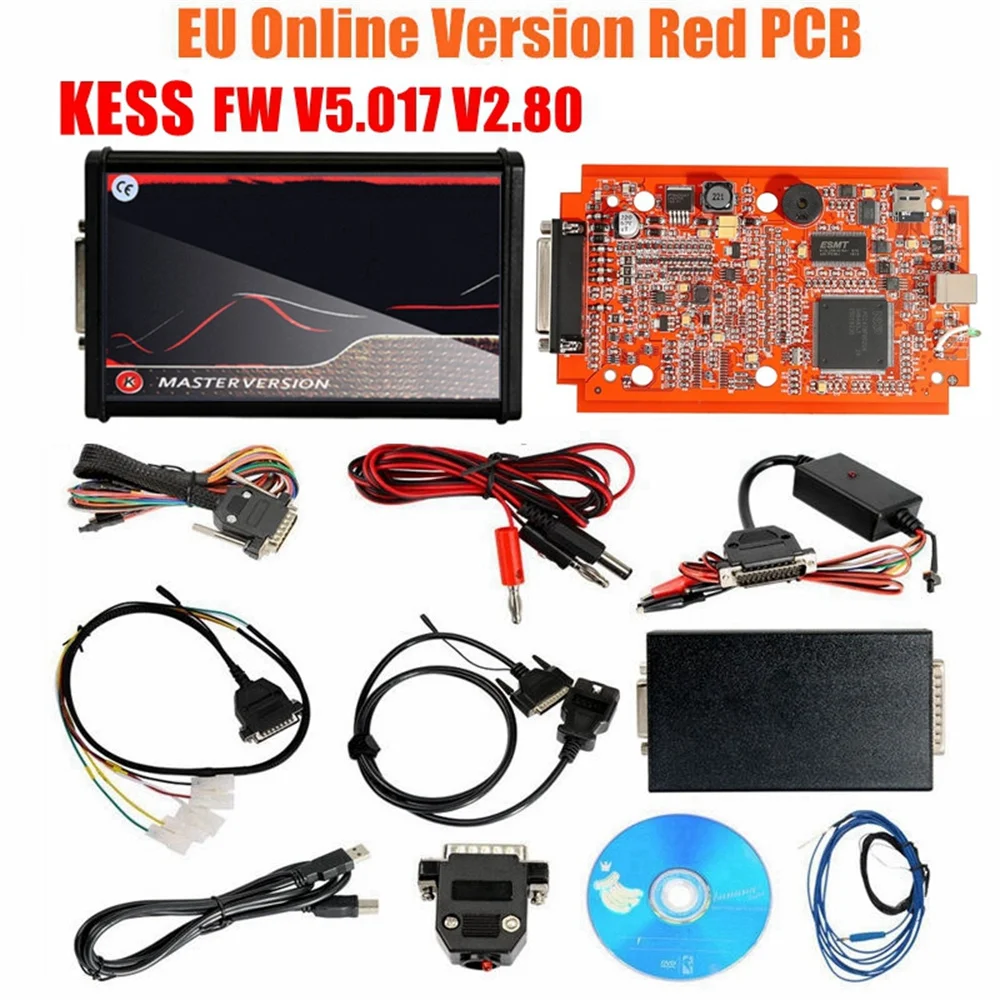 Herramienta de Programación de Chips ECU KTAG V2.25 V7.020 4LED, Versión Online V2 Master KESS V2.80 V5.107, PCB Rojo con Filtro Original Murata