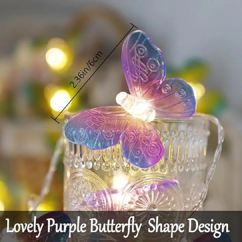 Indoor Butterfly String Lights Battery Powered Fairy Lights for Christmas Room Bedroom Party Garden Wedding Halloween Decoration