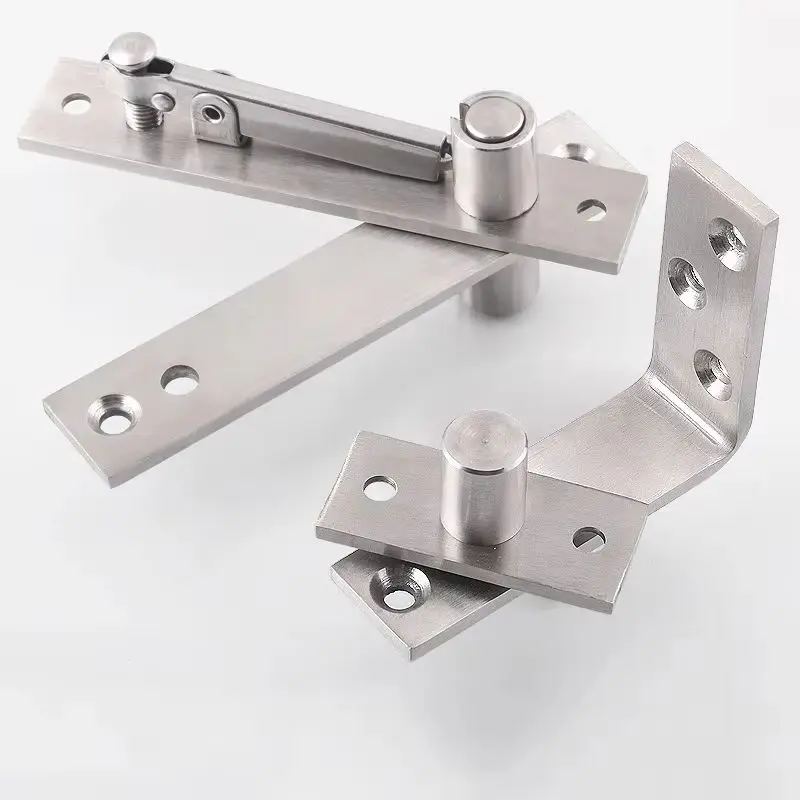 Stock 1Set Stainless Steel Thicken Heavy Door Pivot Hinge L Type 360° Rotary Invisible Hidden Door Hinges Loading 150KG/Set