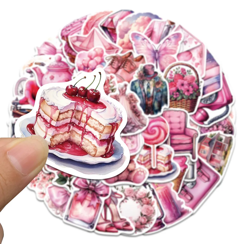 10/30/50Pcs Pink Wedding Waterproof Graffiti Sticker Aesthetic Decorative Luggage Cup Laptop Phone Scrapbook Notebook Stickers