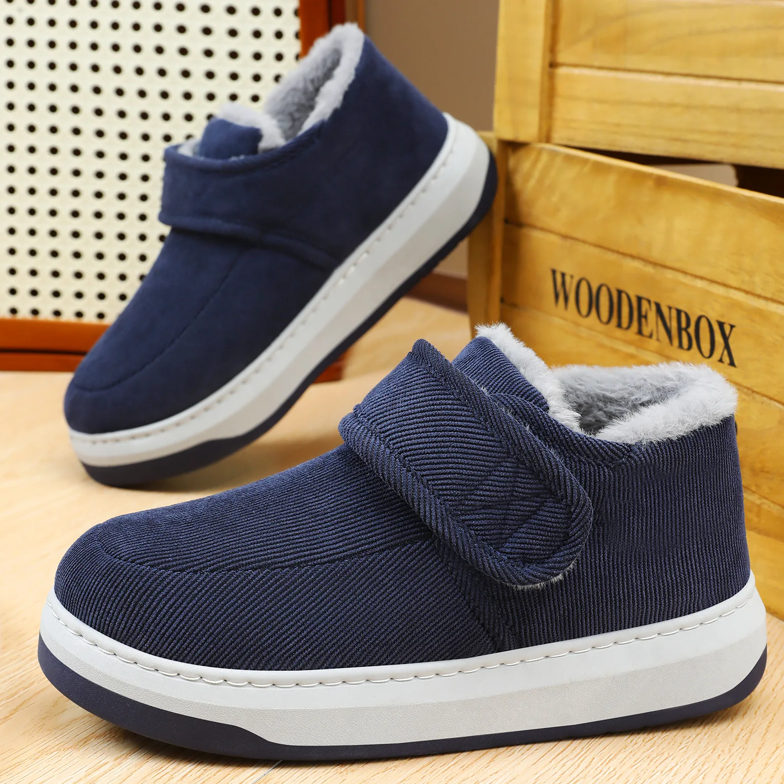 الرجال الشتاء اليدوية أحذية قطنية عالية الجودة الانزلاق على صوف مبطن سميكة أبي أحذية دافئة المطاط القاع عدم الانزلاق حذاء كاجوال