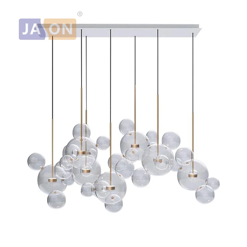 led de ferro pos moderno lustre de vidro bolhas de iluminacao suspensao lamparas de techo luminaria lampen para sala de jantar 01