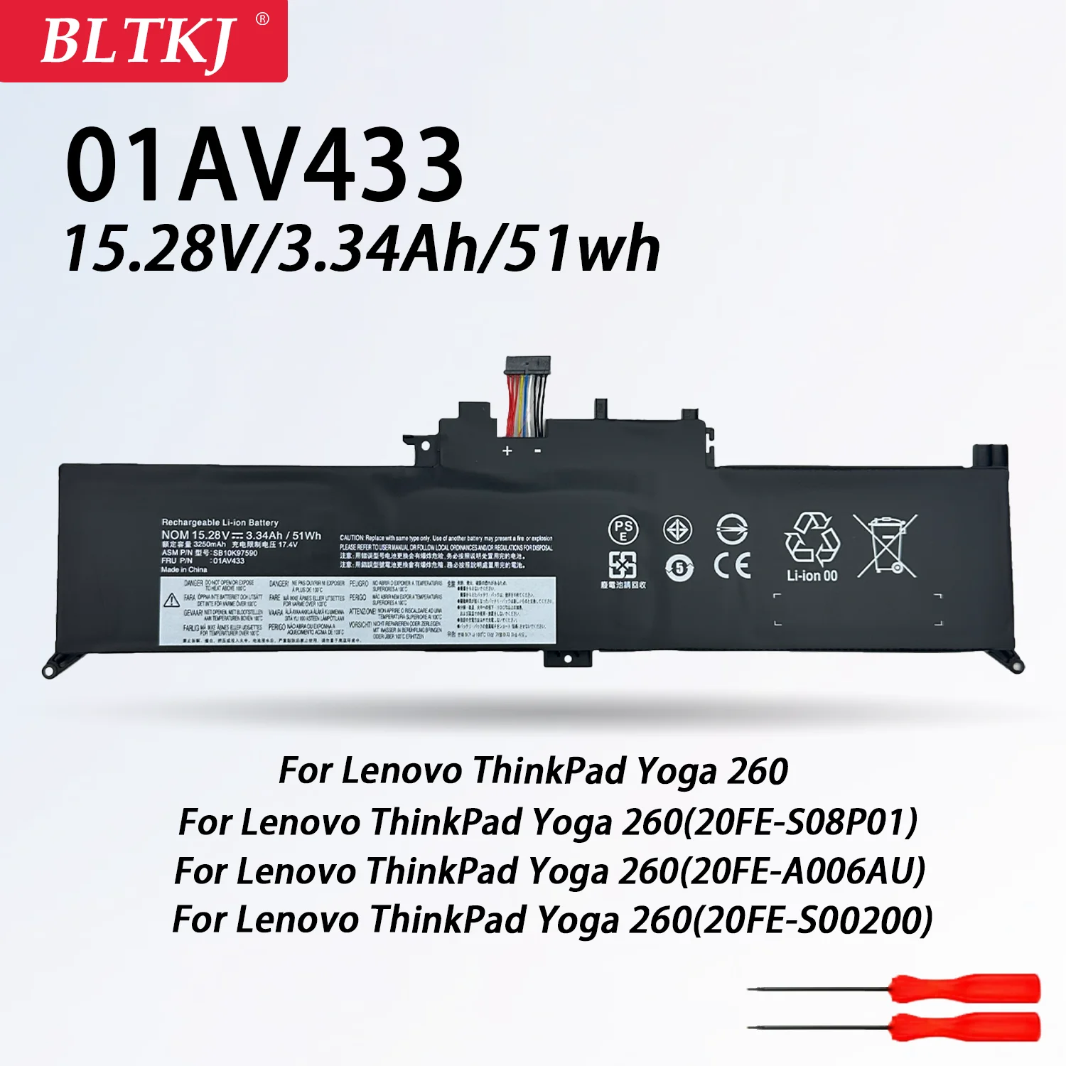 NEW 01AV433 01AV434 01AV432 00HW027 00HW026 SB10K97591 Laptop Battery for Lenovo ThinkPad Yoga 260 370 X380 SB10K97589 SB10K9759